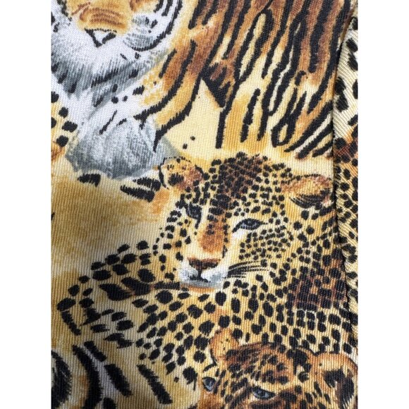 Claudia Richard Womens Animal Print Short Sleeve Top - Wild Cats Design - Picture 7 of 9